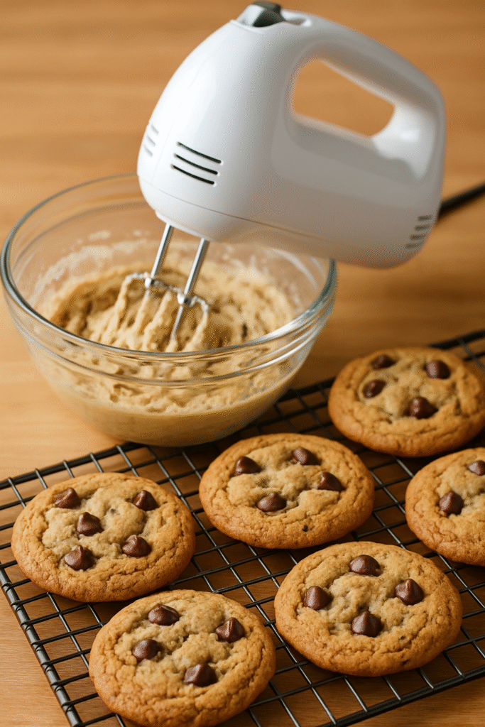 Hand mixer blending cookie dough